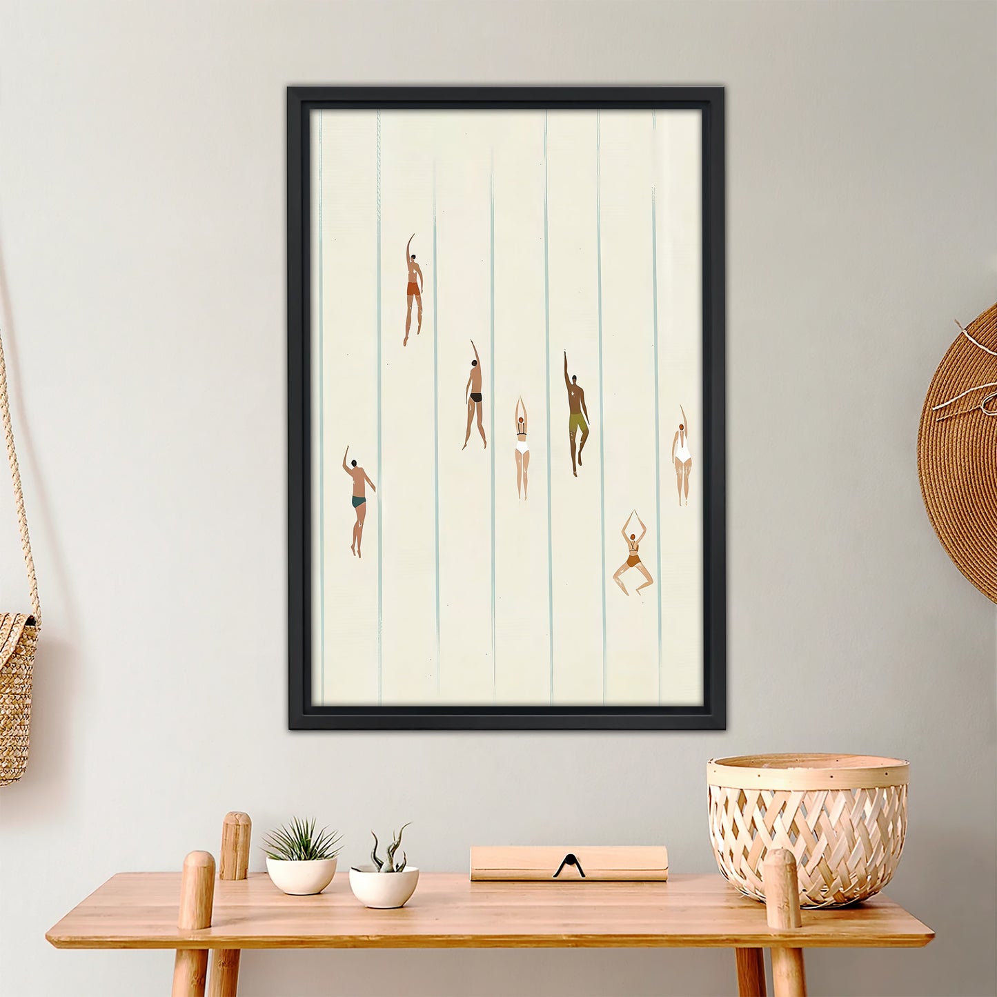 Minimalist Pool Swimmers Art Print - Calming Neutral Bathroom Wall Decor|Liberty Signs #L439