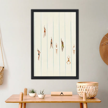 Minimalist Pool Swimmers Art Print - Calming Neutral Bathroom Wall Decor|Liberty Signs #L439
