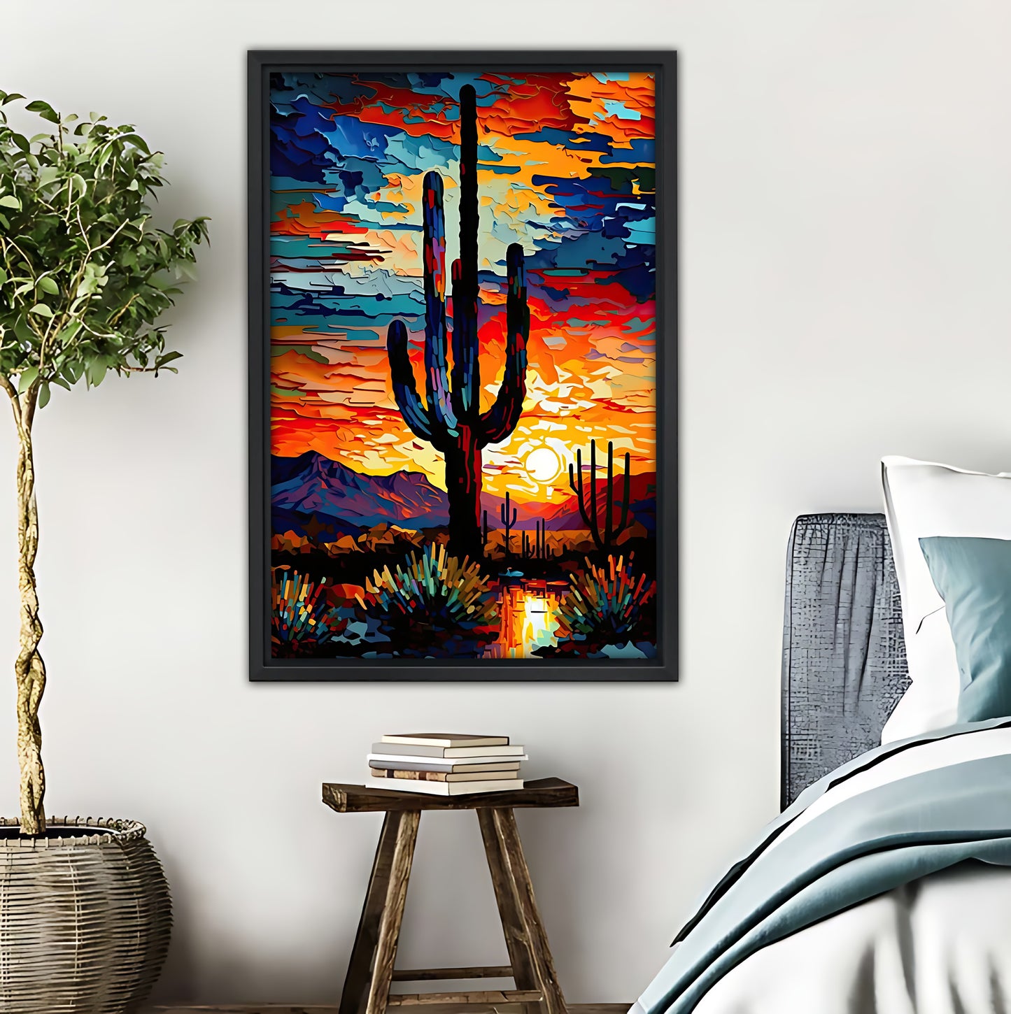 Southwestern Desert Cactus Sunset Abstract Wall Art|Liberty Signs #L544