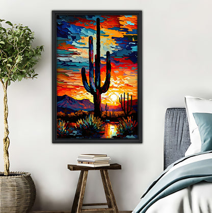 Southwestern Desert Cactus Sunset Abstract Wall Art|Liberty Signs #L544