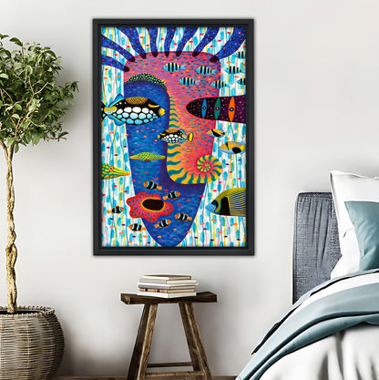 Vibrant Abstract Fish Face Pop Art Wall Print|Liberty Signs #L568
