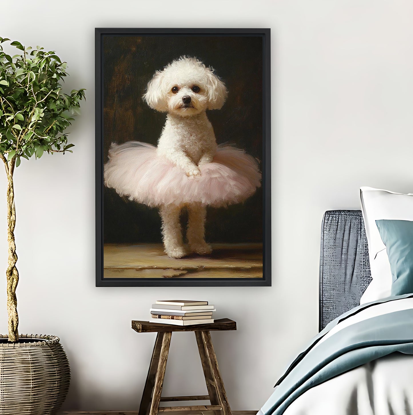 Bichon Frise in Pink Tutu Ballerina Funny Wall Art Print|Liberty Signs #L851