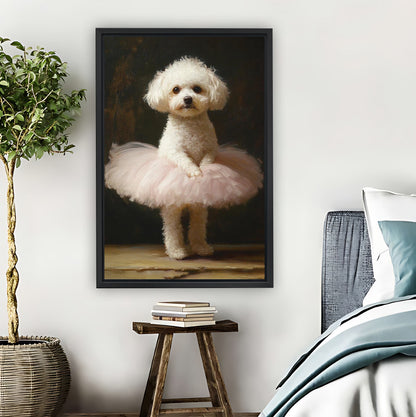 Bichon Frise in Pink Tutu Ballerina Funny Wall Art Print|Liberty Signs #L851