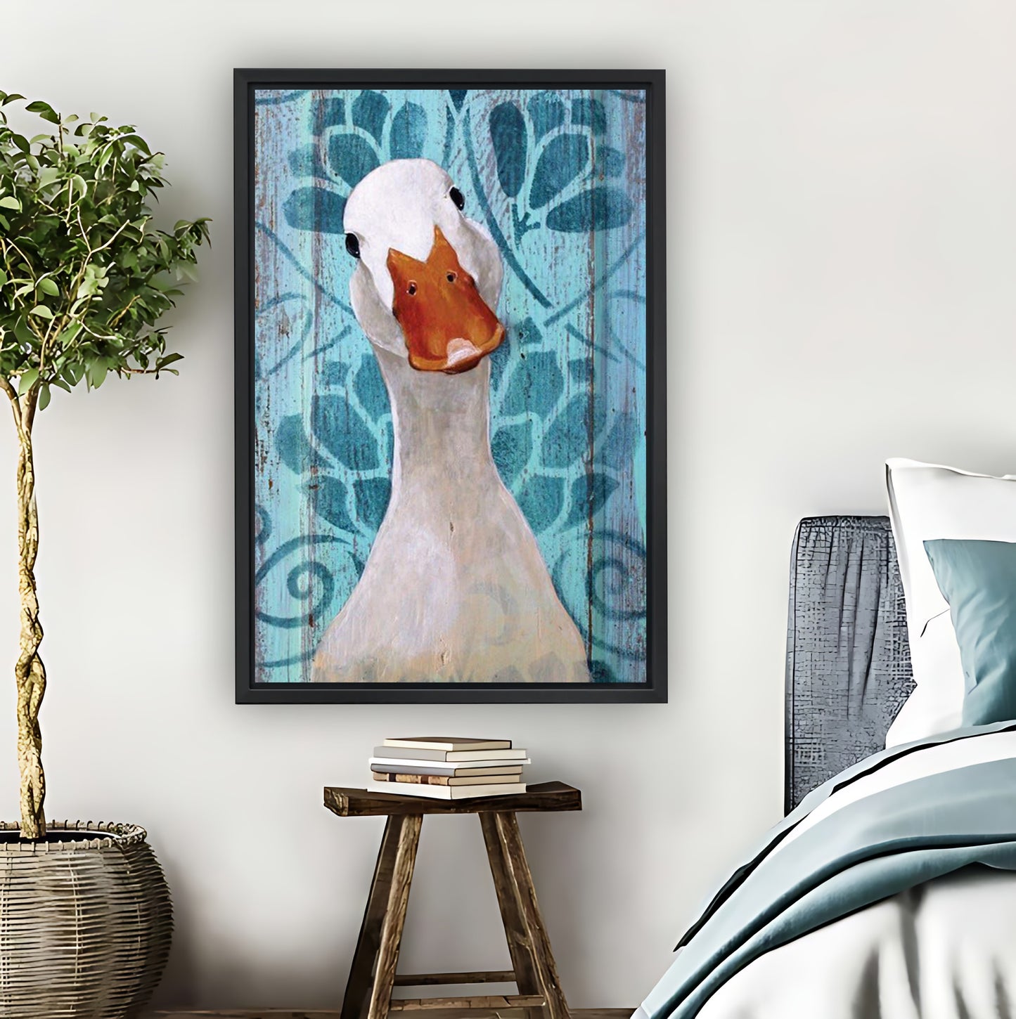 Vintage White Duck Portrait Rustic Wall Art Print|Liberty Signs #L816