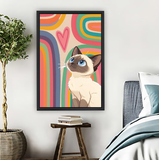 Colorful Siamese Cat Rainbow Art Print|Liberty Signs #L803