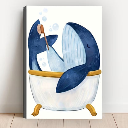 Whimsical Blue Whale Bath Time Wall Art Print| Liberty Signs #L1617