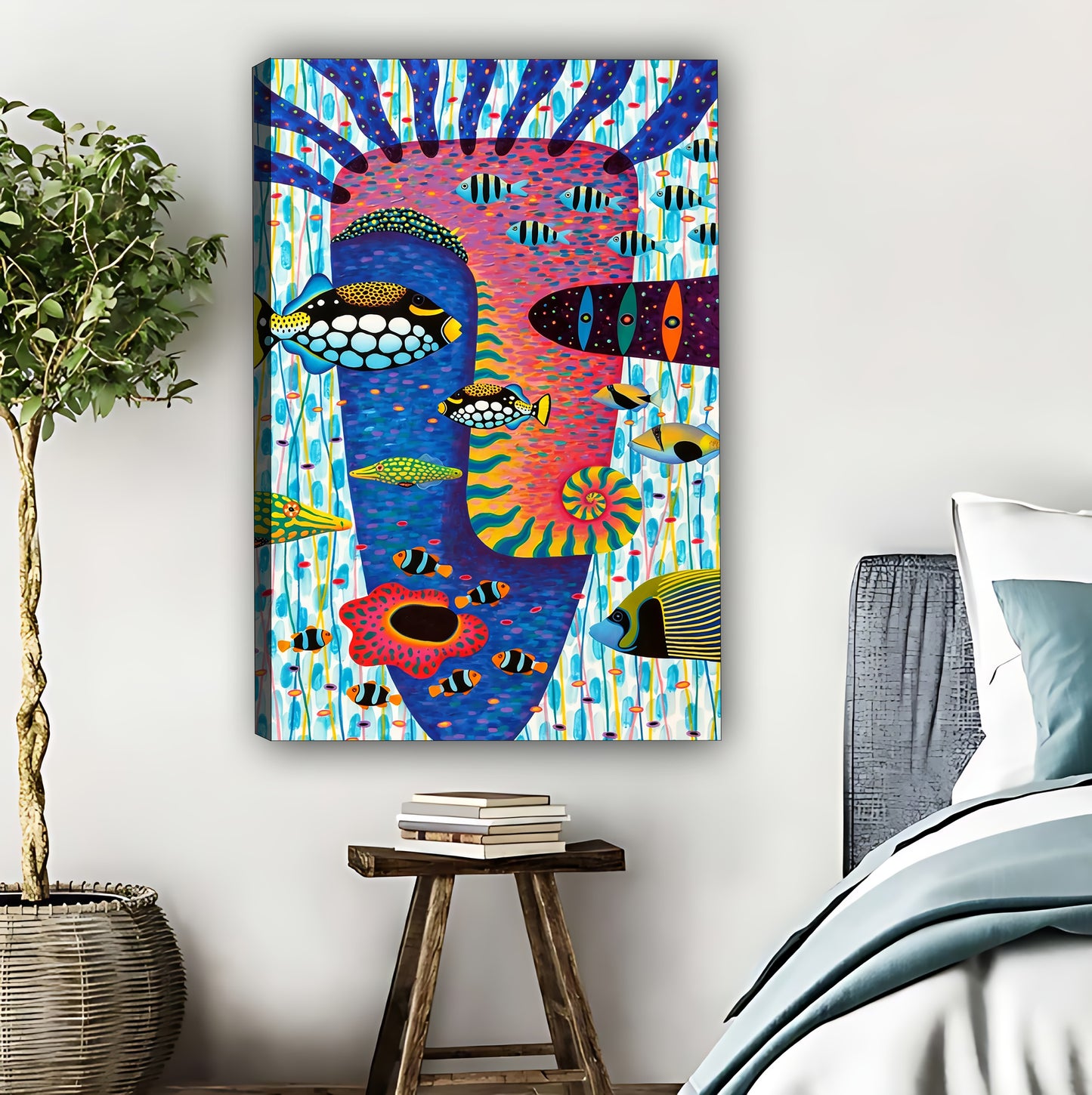 Vibrant Abstract Fish Face Pop Art Wall Print|Liberty Signs #L568