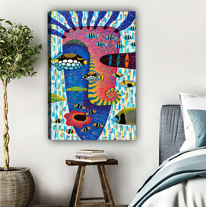 Vibrant Abstract Fish Face Pop Art Wall Print|Liberty Signs #L568