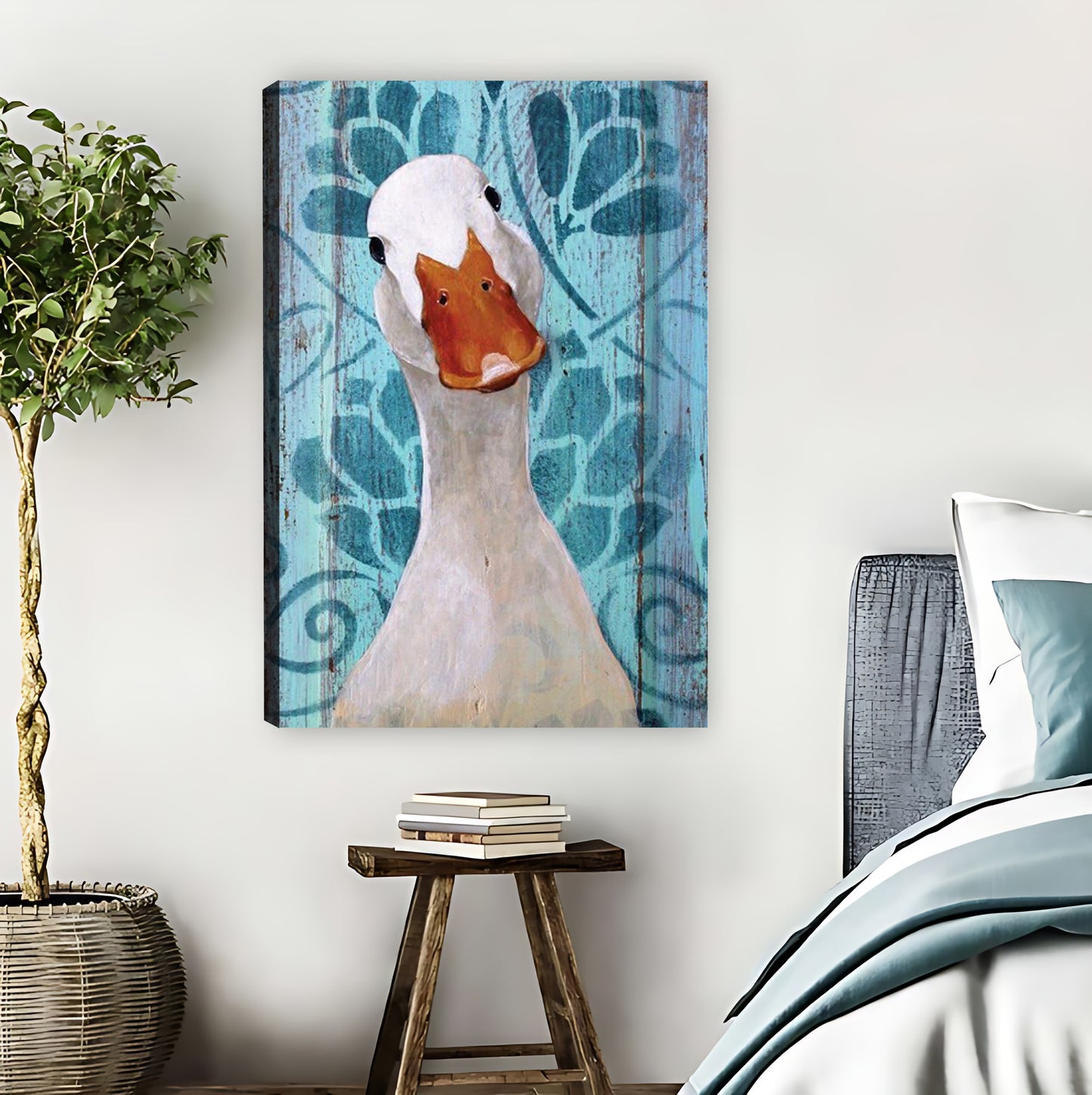 Vintage White Duck Portrait Rustic Wall Art Print|Liberty Signs #L816