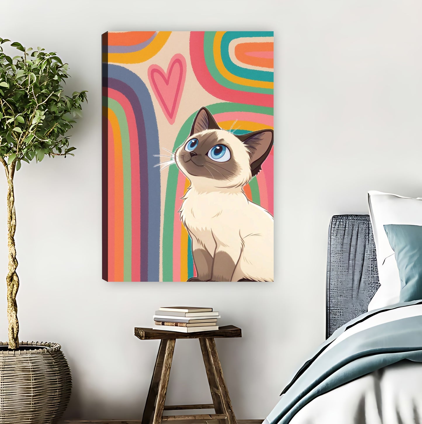 Colorful Siamese Cat Rainbow Art Print|Liberty Signs #L803