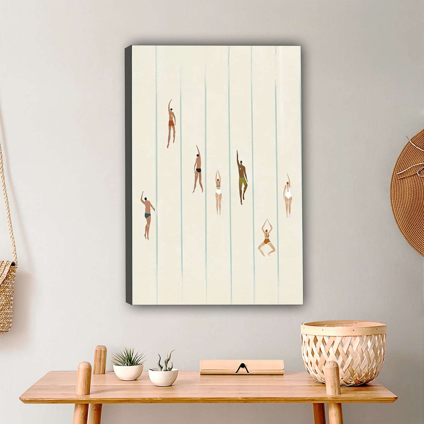 Minimalist Pool Swimmers Art Print - Calming Neutral Bathroom Wall Decor|Liberty Signs #L439