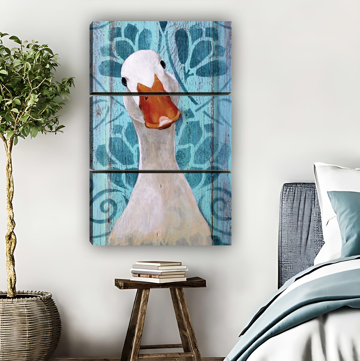 Vintage White Duck Portrait Rustic Wall Art Print|Liberty Signs #L816
