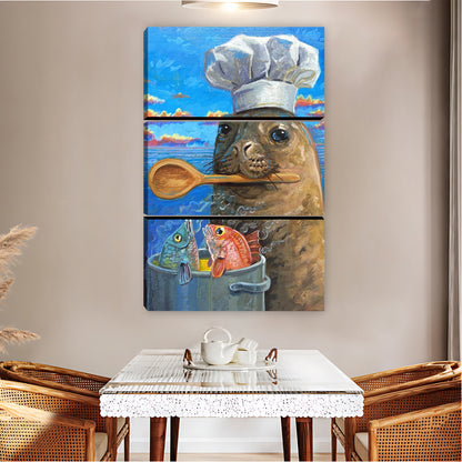 Chef Seal Cooking Seafood Funny Kitchen Wall Art|Liberty Signs #L837