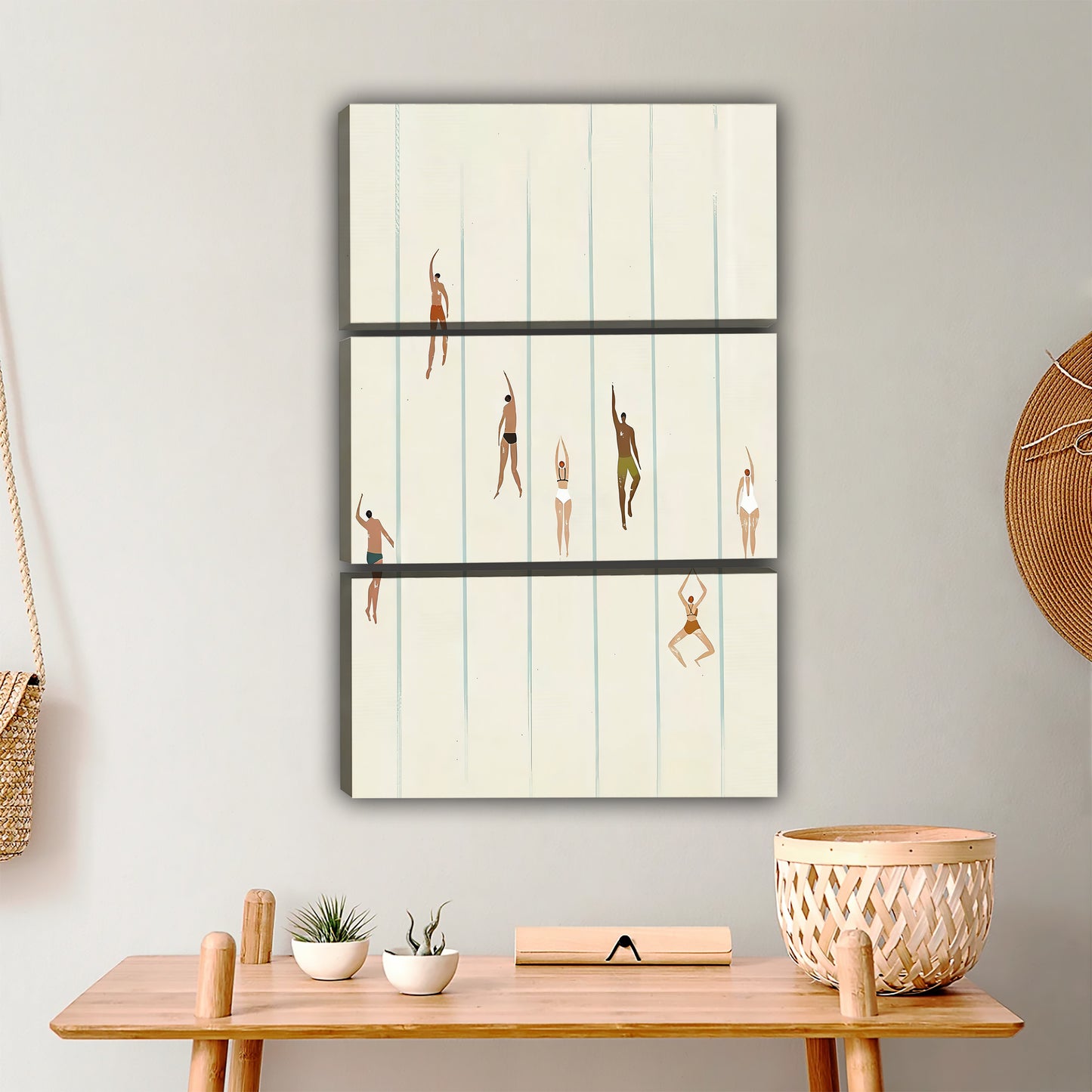 Minimalist Pool Swimmers Art Print - Calming Neutral Bathroom Wall Decor|Liberty Signs #L439