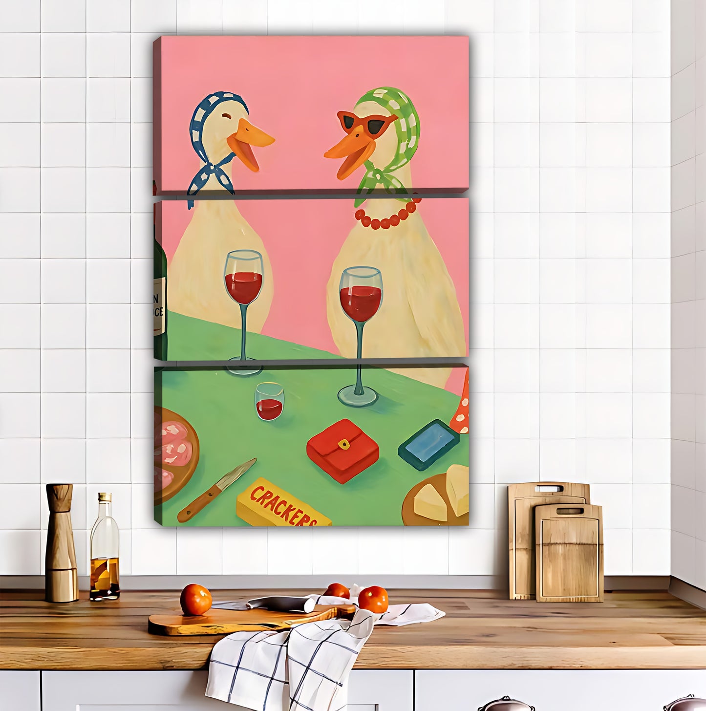 Wine Night Ducks Art Print |Liberty Signs #L363