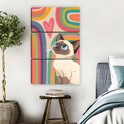 Colorful Siamese Cat Rainbow Art Print|Liberty Signs #L803