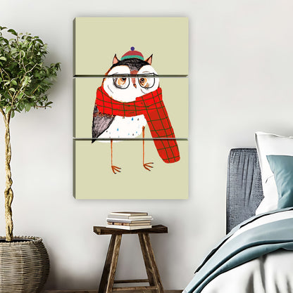 Hipster Owl with Scarf & Glasses Whimsical Wall Art Print|Liberty Signs #L876