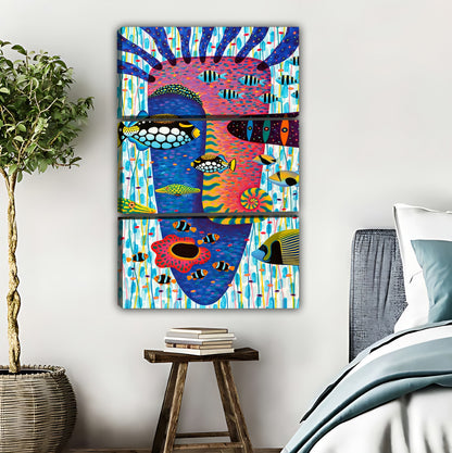 Vibrant Abstract Fish Face Pop Art Wall Print|Liberty Signs #L568