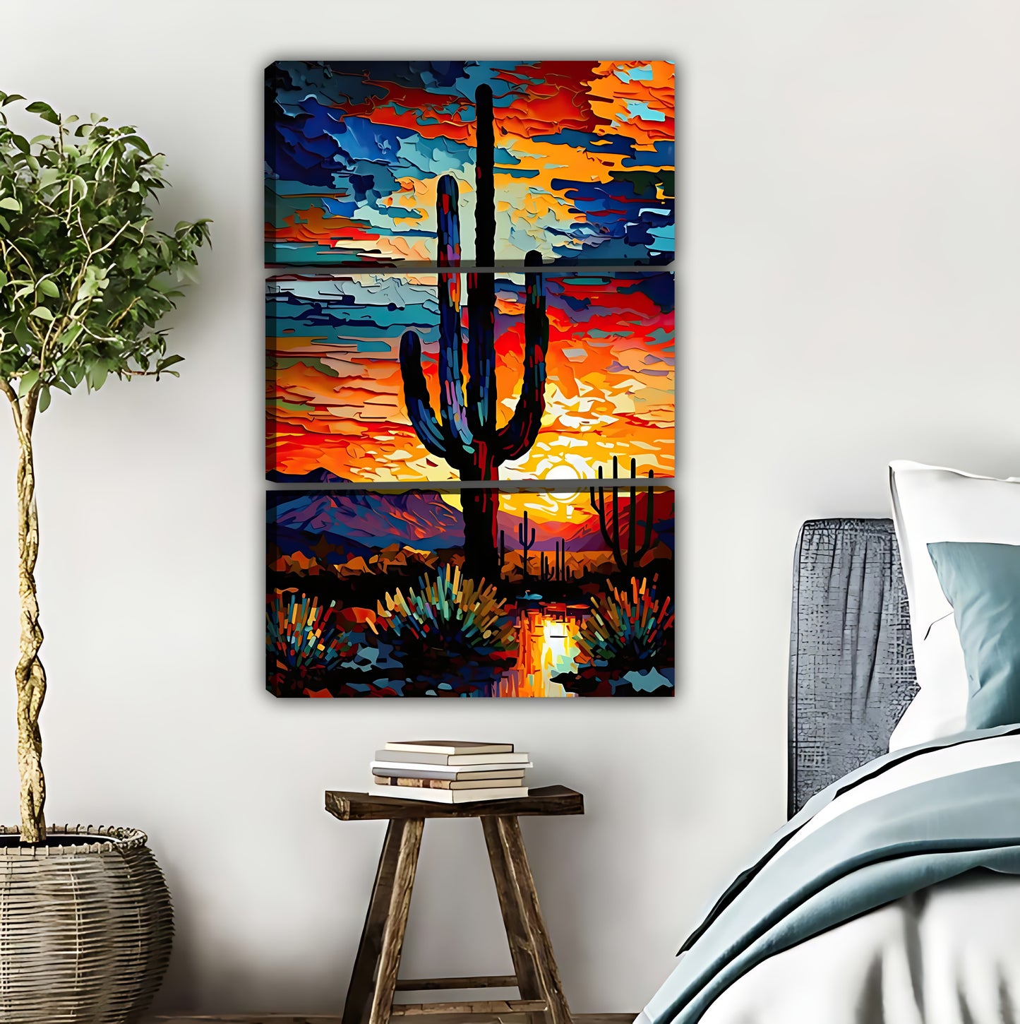 Southwestern Desert Cactus Sunset Abstract Wall Art|Liberty Signs #L544