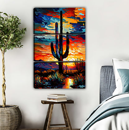 Southwestern Desert Cactus Sunset Abstract Wall Art|Liberty Signs #L544