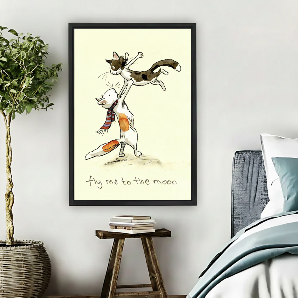 Funny Cat Wall Art Framed Canvas Print l2034
