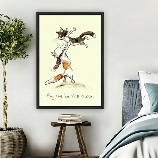 Funny Cat Wall Art Framed Canvas Print l2034
