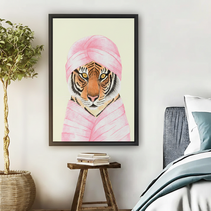 Tiger in Pink Turban Framed Canvas Wall Art Print|Liberty Signs #L1689