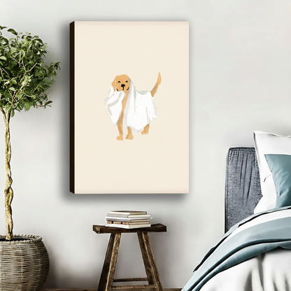 Golden Retriever Towel Minimalist Framed Canvas Wall Art|Liberty Signs #L1693