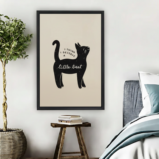 Black Cat Framed Canvas Wall Art – Little Treat Quote Print|Liberty Signs #L1703