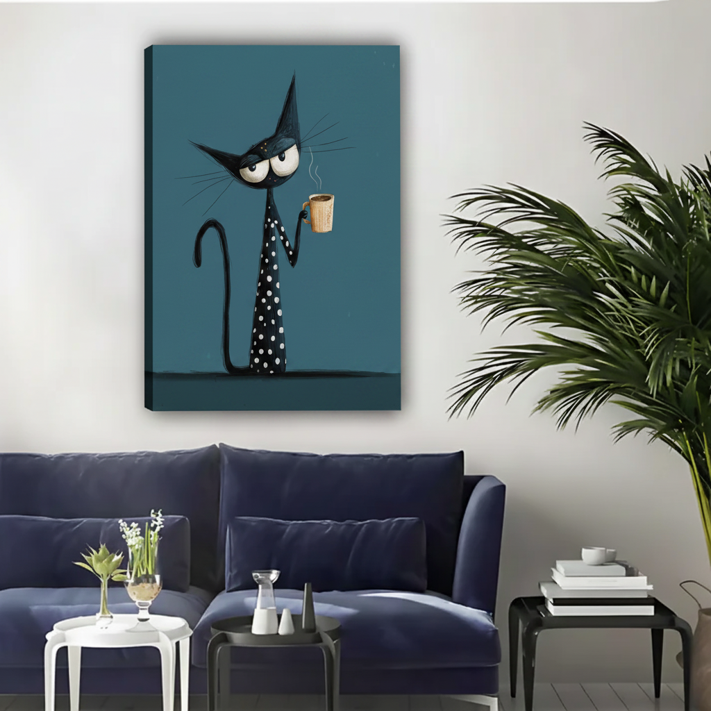 Grumpy Cat Coffee Framed Canvas Wall Art Print|Liberty Signs #L1707