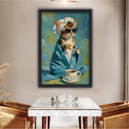 Cool Cat in Robe & Sunglasses Wall Art – Framed Canvas|Liberty Signs#L1726