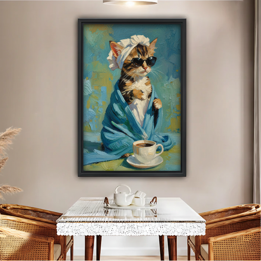 Cool Cat in Robe & Sunglasses Wall Art – Framed Canvas|Liberty Signs#L1726