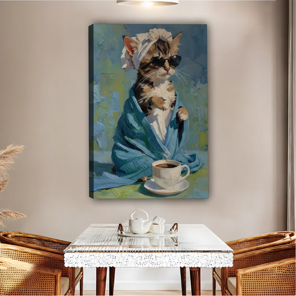Cool Cat in Robe & Sunglasses Wall Art – Framed Canvas|Liberty Signs#L1726