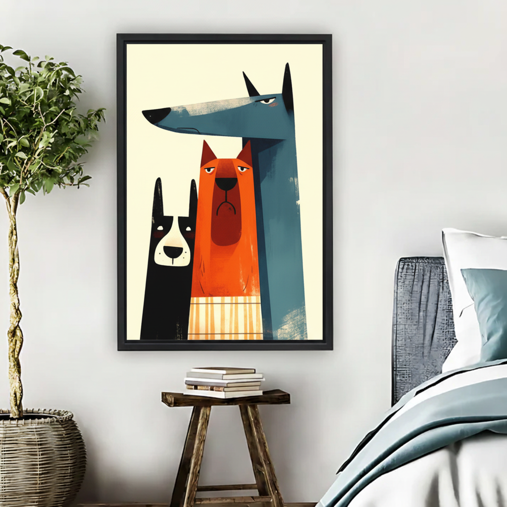 Three Dogs Portrait Wall Art – Bold Framed Canvas Print|Liberty Signs#L1733
