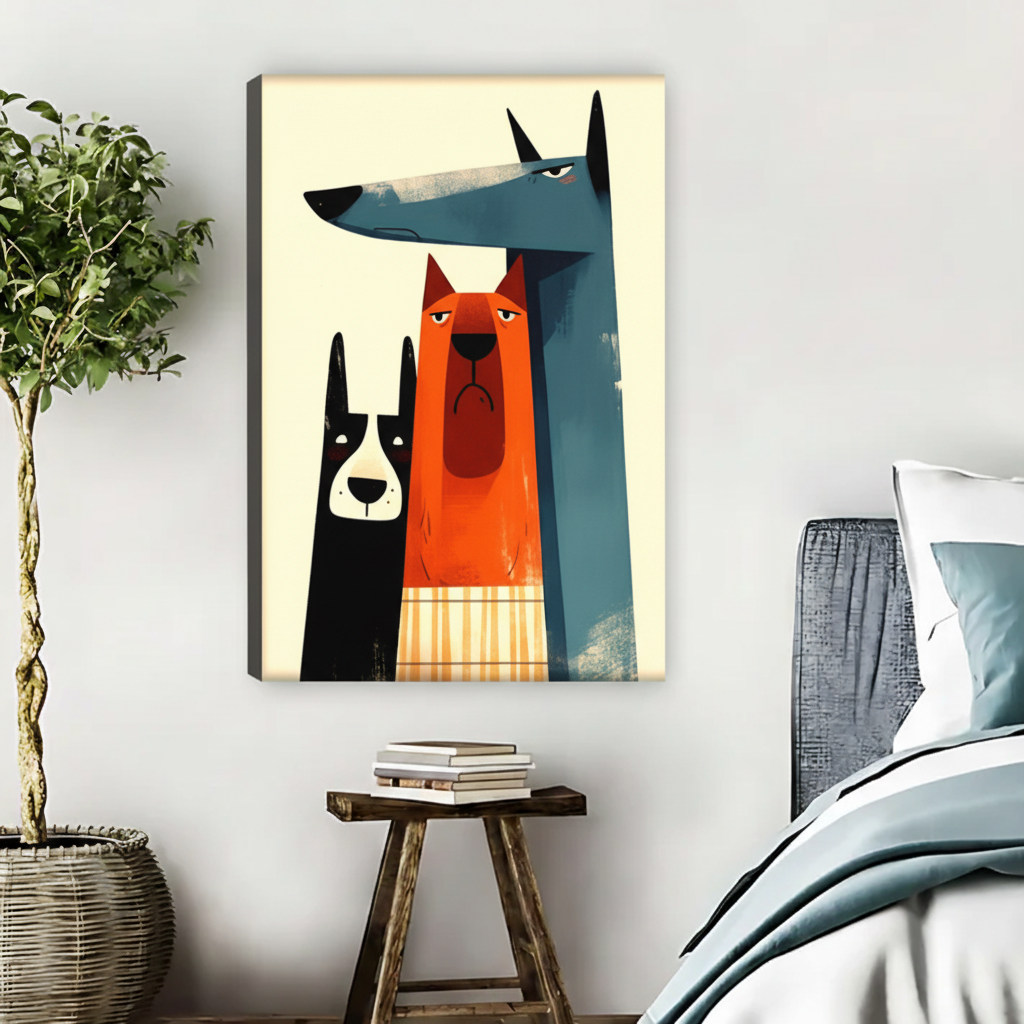 Three Dogs Portrait Wall Art – Bold Framed Canvas Print|Liberty Signs#L1733