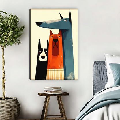 Three Dogs Portrait Wall Art – Bold Framed Canvas Print|Liberty Signs#L1733