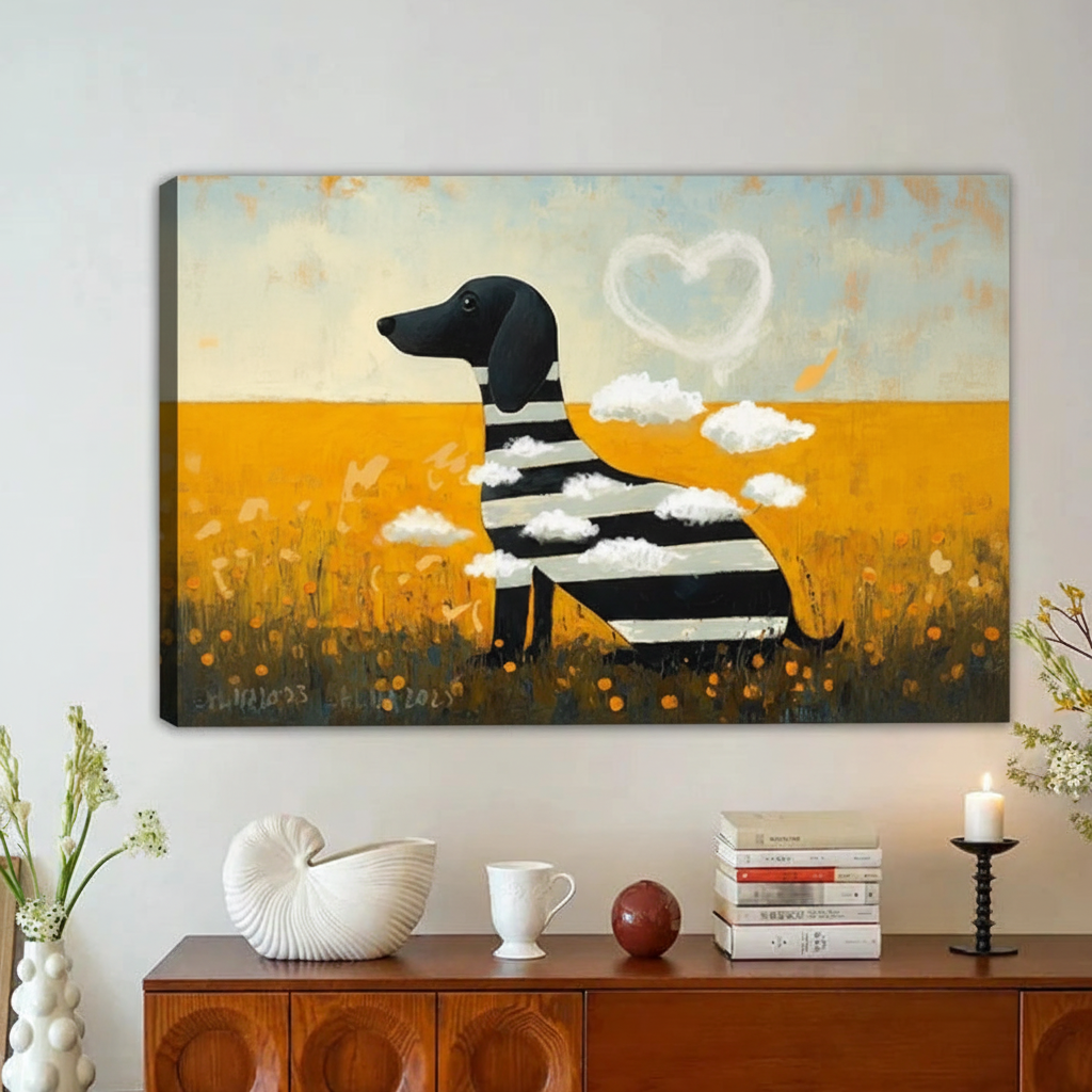 Dachshund Cloud Dog Wall Art – Surreal Framed Canvas Print|Liberty Signs#L1748