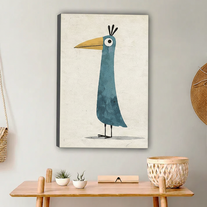 Blue Heron Bird Wall Art – Minimalist Framed Canvas Print|Liberty Signs#L1750