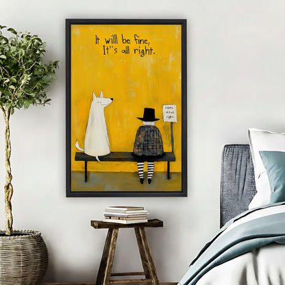 Dog and Person Bench Wall Art – Inspirational Framed Canvas|Liberty Signs#L1755