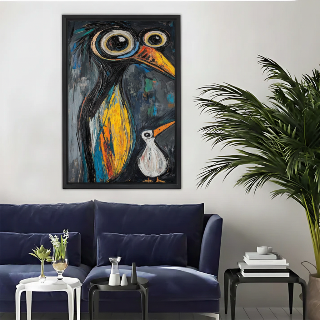 Abstract Expressionist Bird Wall Art – Bold Framed Canvas|Liberty Signs#L1757