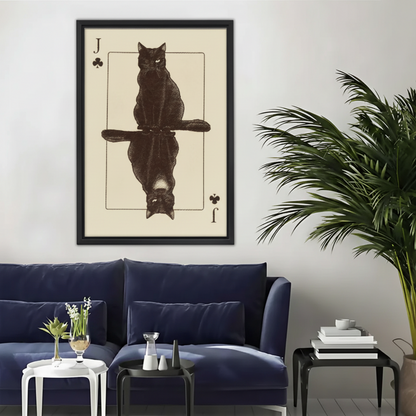 Black Cat Jack of Clubs Wall Art – Vintage Framed Canvas|Liberty Signs#L1758