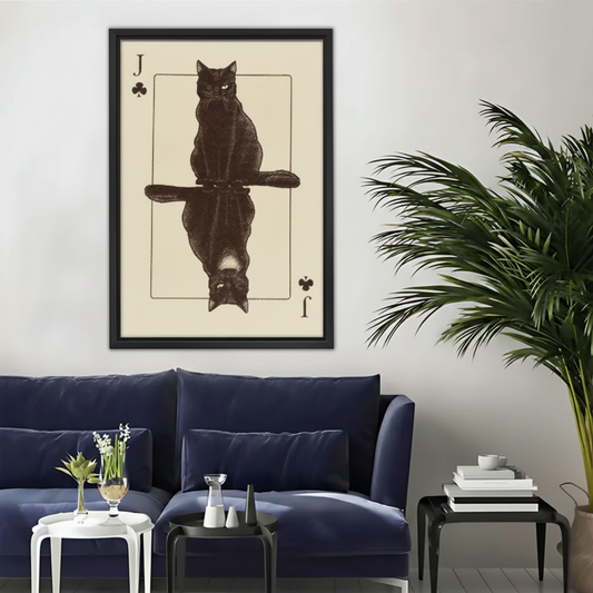 Black Cat Jack of Clubs Wall Art – Vintage Framed Canvas|Liberty Signs#L1758