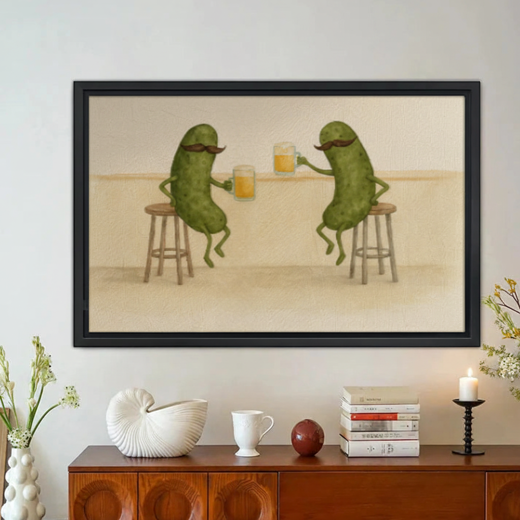 Funny Pickle Bar Wall Art – Vintage Framed Canvas Print|Liberty Signs#L1760