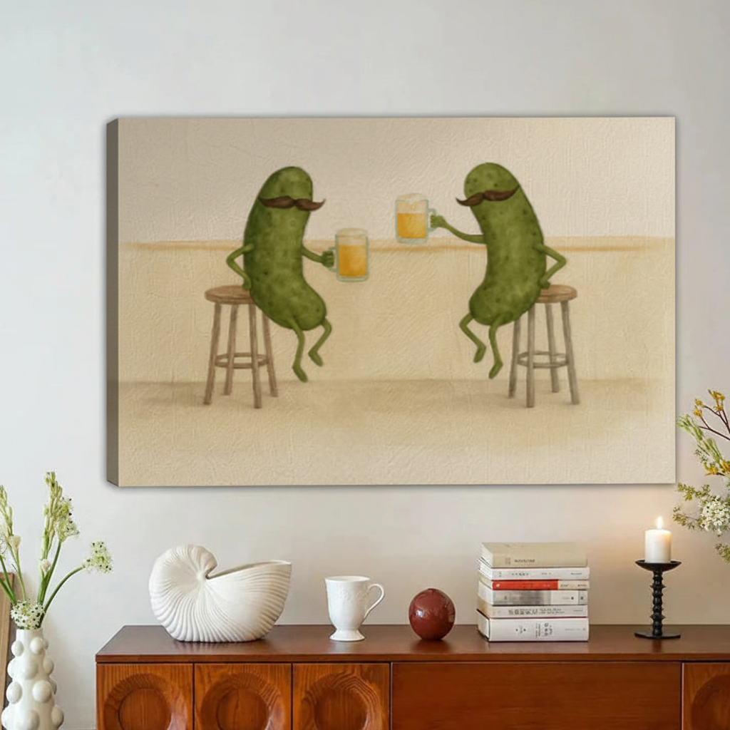 Funny Pickle Bar Wall Art – Vintage Framed Canvas Print|Liberty Signs#L1760