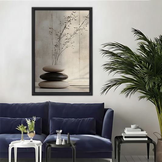 Zen Stacked Stones Wall Art – Minimalist Framed Canvas Print|Liberty Signs#L1762