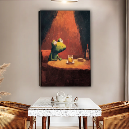 Lonely Frog at Bar Wall Art – Moody Framed Canvas Print|Liberty Signs#L1763