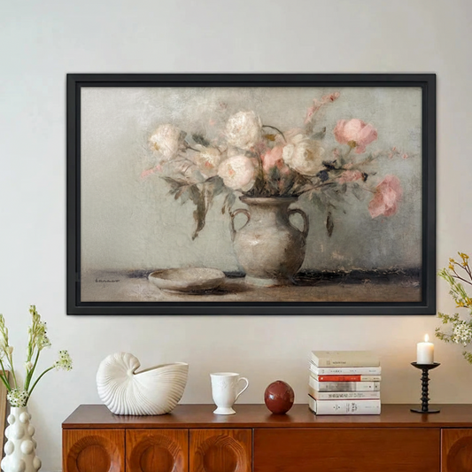 Vintage Floral Vase Wall Art – French Country Framed Canvas|Liberty Signs#L1766