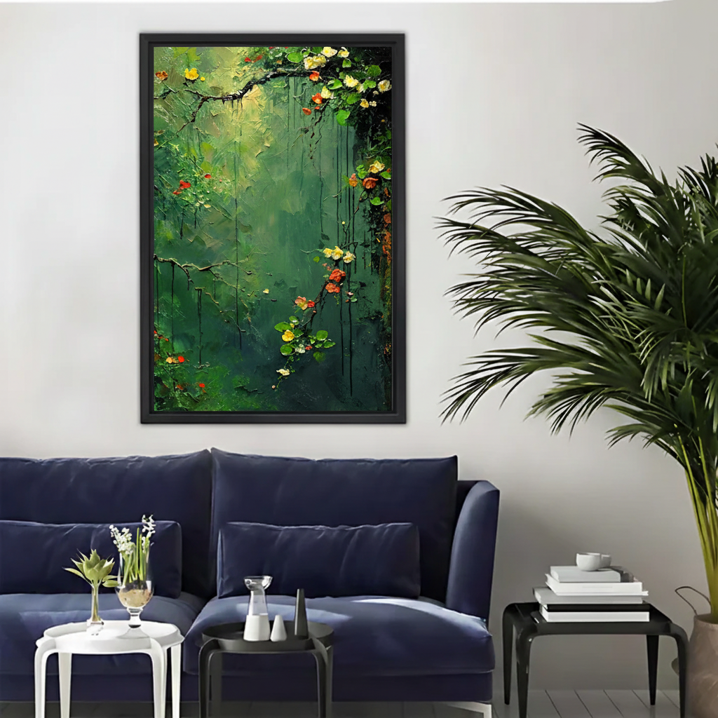 Green Botanical Vines Wall Art – Textured Framed Canvas Print|Liberty Signs#L1778