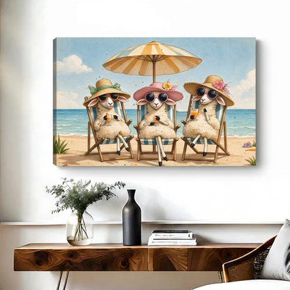 Beach Sheep Canvas Wall Art L6251