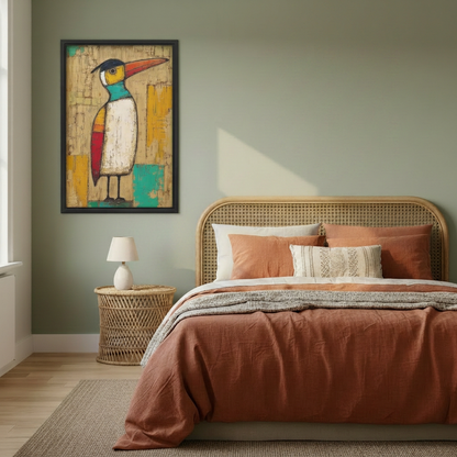 Midcentury Colorful Bird Canvas Wall Art L6233